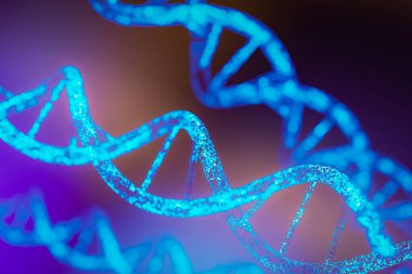 Tıbbi araştırma konseptinin DNA yapısının arka planı, 3D görüntüleme
