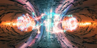 Nükleer füzyon reaktörü Tokamak konsepti arkaplanı, 3D görüntüleme