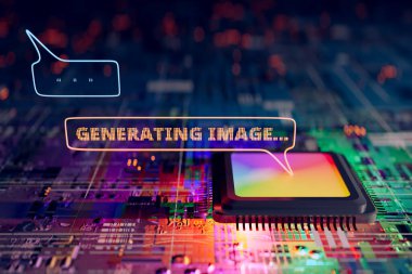 The AI CPU is generating the image requested by the user, 3d rendering clipart