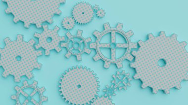 Mekanik teçhizat konsepti arka plan, 3D görüntüleme