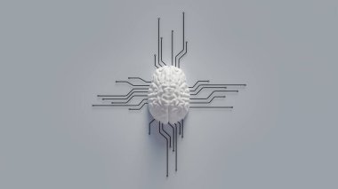 Yapay Zeka Dijital Beyin Kavrama arkaplanı, 3D oluşturma