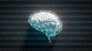 Yapay Zeka Dijital Beyin Kavrama arkaplanı, 3D oluşturma