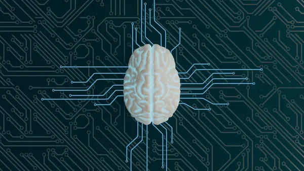 Intelligenza Artificiale Digital Brain Concept Background Rendering — Foto Stock