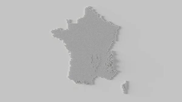 Branco Francês Mapa Minimal Digitalizado Mosaic Renderização — Fotografia de Stock