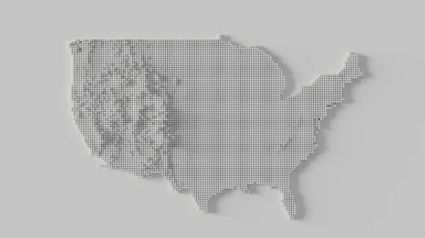 Branco Eua Mapa Minimal Digitalizado Mosaic Renderização — Fotografia de Stock