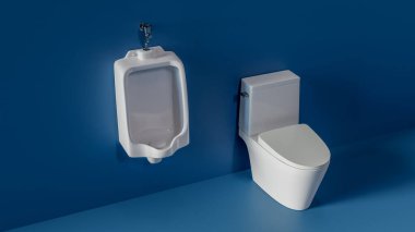 Basit bir renk arkaplanı üzerinde sidik ve tuvalet olan arkaplan, 3D görüntüleme