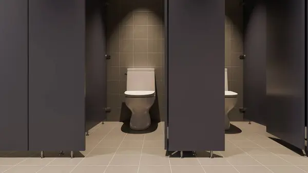 Bagno Pubblico Toilette Cubicolo Sfondo Rendering — Foto Stock