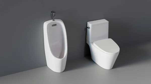 シンプルなカラーバックグラウンドの尿とトイレ付きの背景 3Dレンダリング — ストック写真