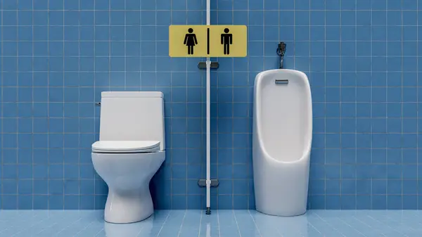 Чоловіки Жінки Туалет Знак Сеча Туалет Одиниці Фону Рендеринг — стокове фото
