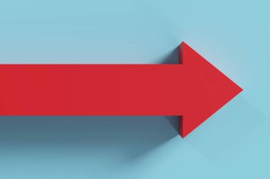 bir kırmızı ok sağa doğru ilerler ve inisiyatifi gösterir, 3d görüntüleme