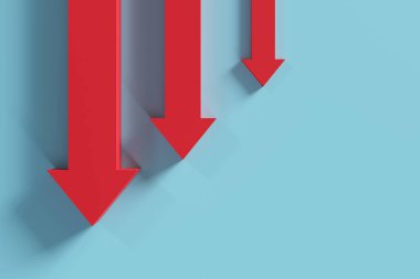 Çoklu Kırmızı Oklar Düşerken Düşen Fiyatı Gösteriyor, 3D