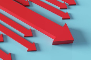 Çoklu Kırmızı Oklar Düşerken Düşen Fiyatı Gösteriyor, 3D