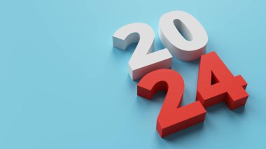 3d 2024 sayısı yeni yıl 2024 'ü gösteriyor.