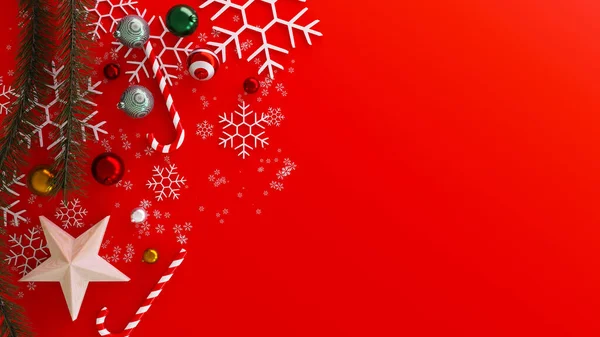 Boşluk arkaplanını çoklu Noel dekorasyonuyla kopyala, 3D görüntüleme