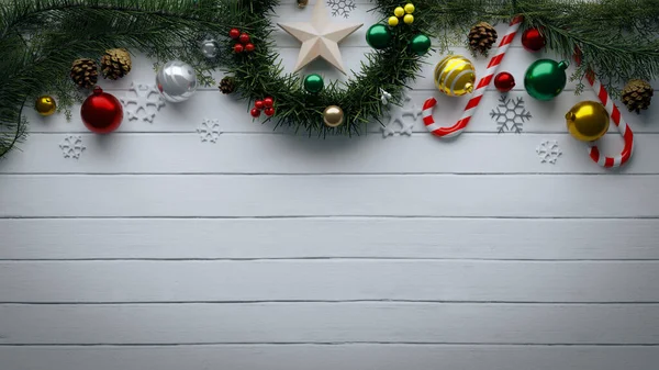 Copy Space Hintergrund Mit Verschiedenen Weihnachtsdekorationen Auf Der Oberseite Rendering — Stockfoto