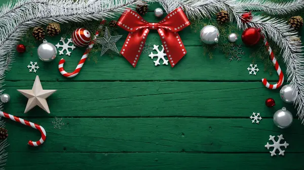 Boşluk Arkaplanını Üzerinde Çeşitli Noel Süslemeleri Olan Kopyala — Stok fotoğraf
