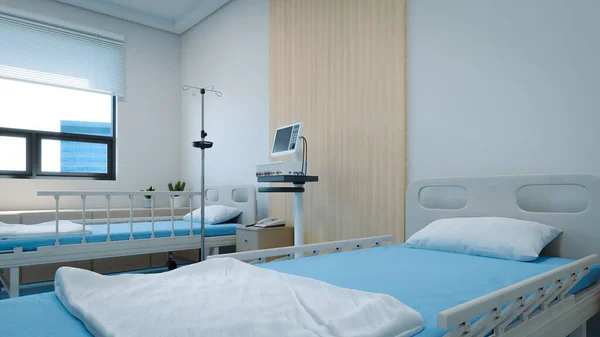 Больничная Койка Многоместной Больничной Палате Рендеринг — стоковое фото