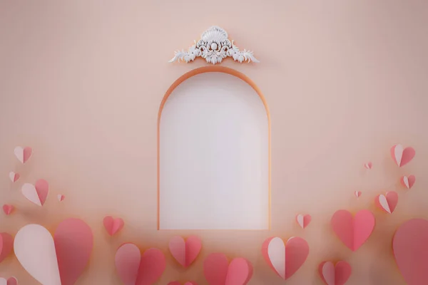 Romantico Muro Cuore Rosa Rendering — Foto Stock