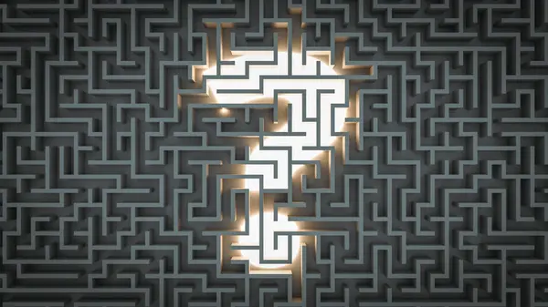 Question Mark Lost Maze Finding Answer Rendering — Stock Photo, Image