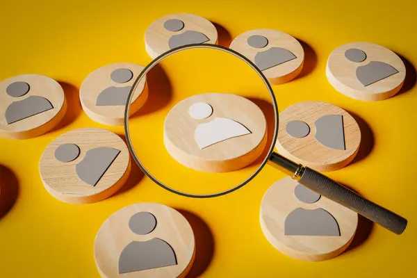 İş aramak için büyüteçle yetenek bulma kavramının arka planı, 3D görüntüleme