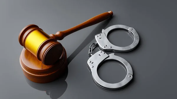 Sentencing Concept Crime Handcuffs Judgment Baton Rendering — Stock Photo, Image