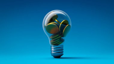 Elektrik kullanımı kavramı, ampul bozuk paralarla doluyken paradır.