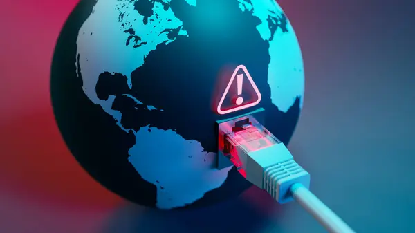 Internet Attacked Worldwide Causing Major Disruption Rendering — Stock Photo, Image
