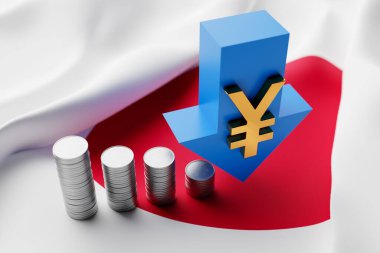 Japonya Merkez Bankası 'nın faiz oranlarında kesinti. 3d oluşturma