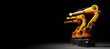 Endüstri 4.0 ve endüstriyel robotlar akıllı fabrikada. 3d oluşturma