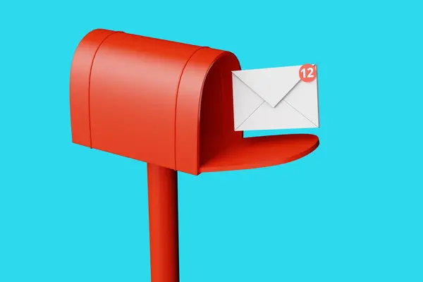 Email Message Concept Arriving Mailbox Rendering — Stock Photo, Image