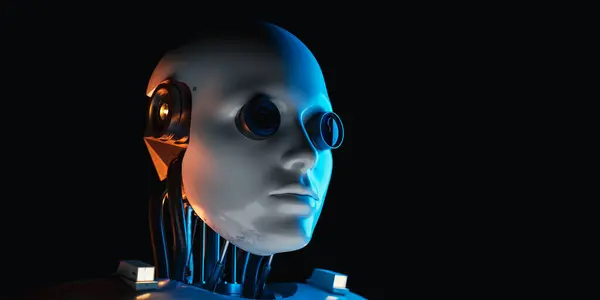 Humanoid Robot Koncept Ansikte Konvertering Stockbild