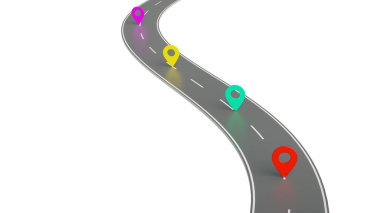 Planın uygulanması için yol haritası ve yol boyunca işaretleyiciler yerleştirildi. 3d oluşturma