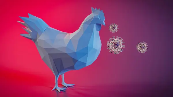 Concept Chickens Being Infected Bird Flu Rendering Obrazek Stockowy