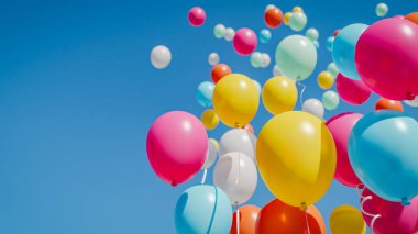 colorful balloons in the blue sky. 3d rendering