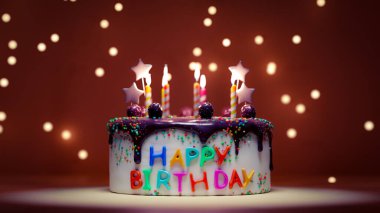 Doğum günü pastası geçmişin kutlu olsun. 3d oluşturma