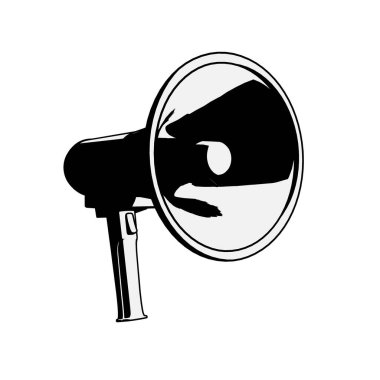 Duyuru konsepti için megafon nesnesi. 3d oluşturma