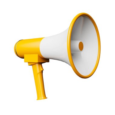 Duyuru konsepti için megafon nesnesi. 3d oluşturma