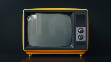 Eski bir televizyon ekranı. 3d oluşturma