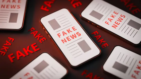 İnternetteki sahte haberler hakkındaki görüntüyü kavra. 3d oluşturma