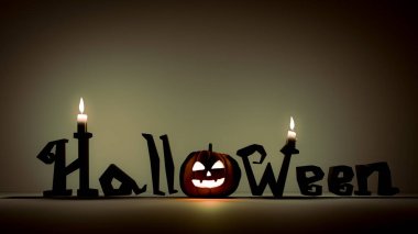 Cadılar bayramı metniyle arkaplanı kopyala. 3d oluşturma