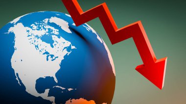 Ekonomi ve Borsa Krizi ve Düşen kavramlar 3D yorumlama