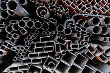 Endüstriyel Metal Boru ve Tüp Yığını 'nın soyut arkaplanları 