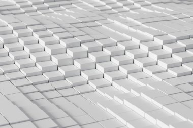 Beyaz Küp Izgarası Soyut Arkaplan, 3D görüntüleme