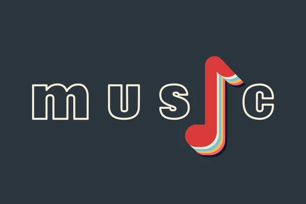 Slogan Muziek Handgeschreven Door Creatief Minimalistisch Lettertype Met Kleurnoot Muziek — Stockvector