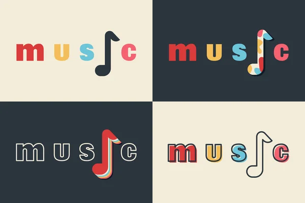 Set Phrase Music Bright Colored Letters Slogan Handwritten Creative Minimalist — Stock Vector