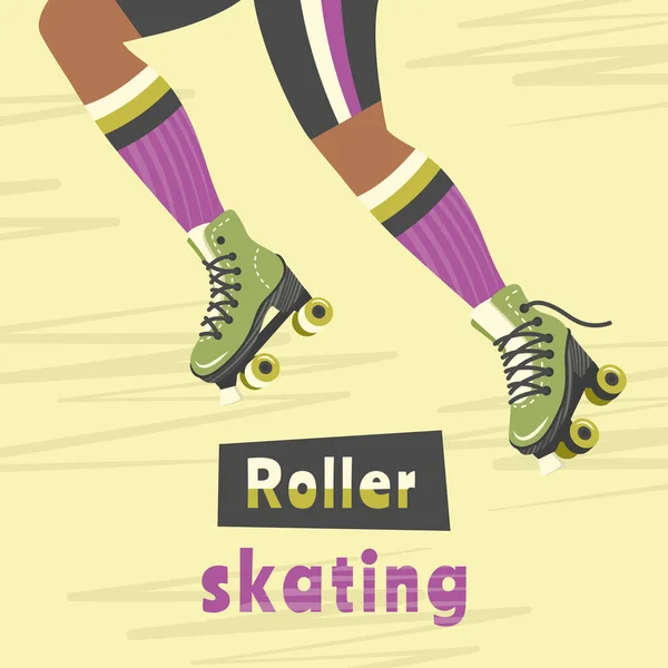 Roller Skating Legs Skater Women Pink Socks Sportswear Young Girl — Stock Vector