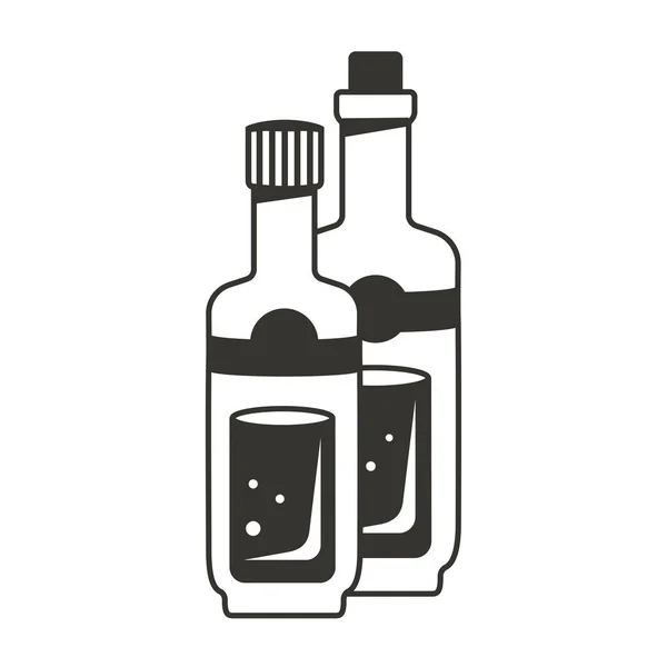 Oljeflaskor Linje Ikon Isolerad Silhuetter Glasflaskor Med Vegetabilisk Olja Linjära — Stock vektor