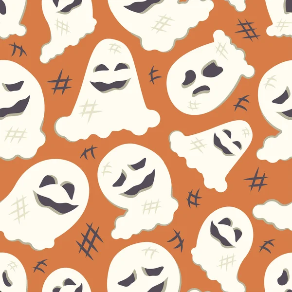 Halloween Bezproblémový Vzor Opakovaný Sváteční Tisk Ručně Kreslený Čmáranice Roztomilí — Stockový vektor