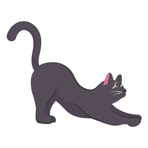 Doodle Dibujado Mano Gato Negro Aislado Silueta Joven Juguetona Mascota — Vector de stock