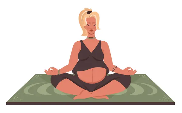 Yoga Embarazada Jóvenes Embarazadas Haciendo Meditación Personaje Femenino Sentado Pose Vectores De Stock Sin Royalties Gratis